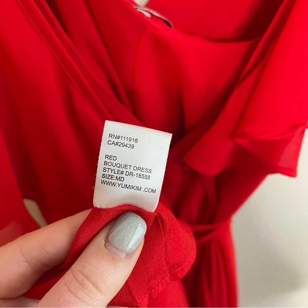 Yumi Kim Red Bouquet Wrap Midi Flutter Sleeve Dre… - image 10