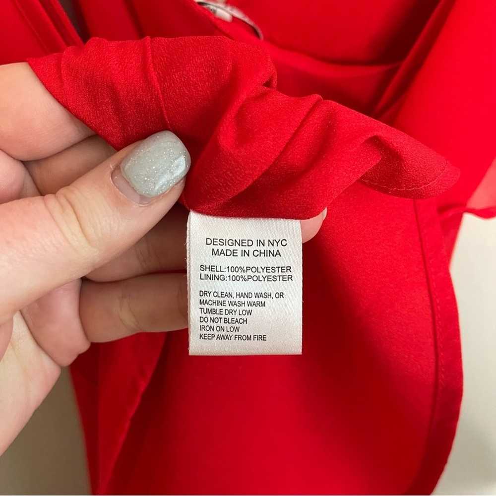 Yumi Kim Red Bouquet Wrap Midi Flutter Sleeve Dre… - image 9