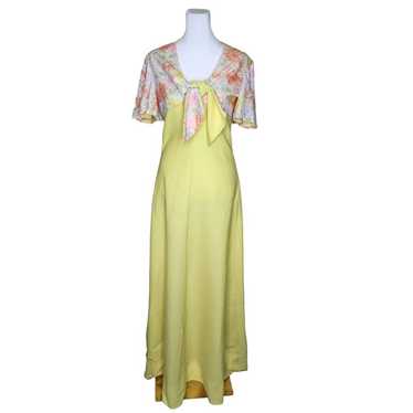 Vintage 60s Empire Waist Maxi Dress Flutter Sleev… - image 1