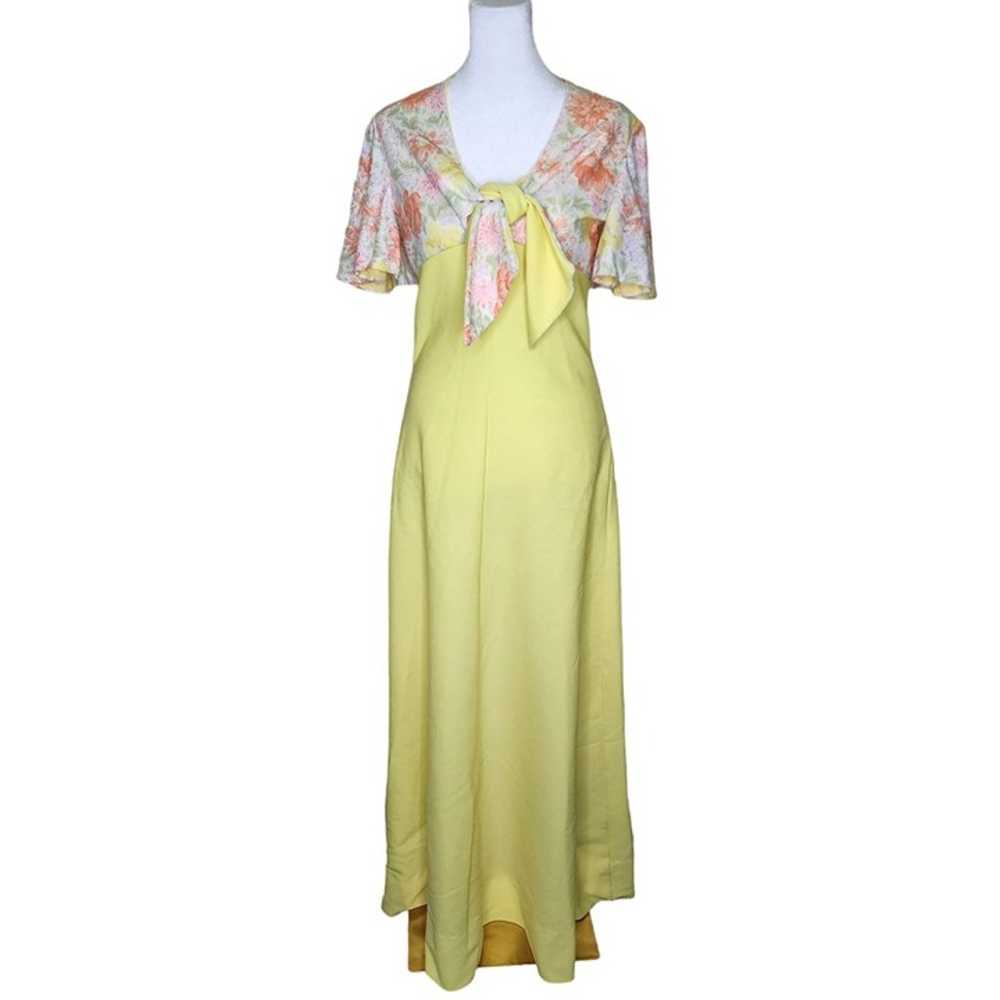 Vintage 60s Empire Waist Maxi Dress Flutter Sleev… - image 2