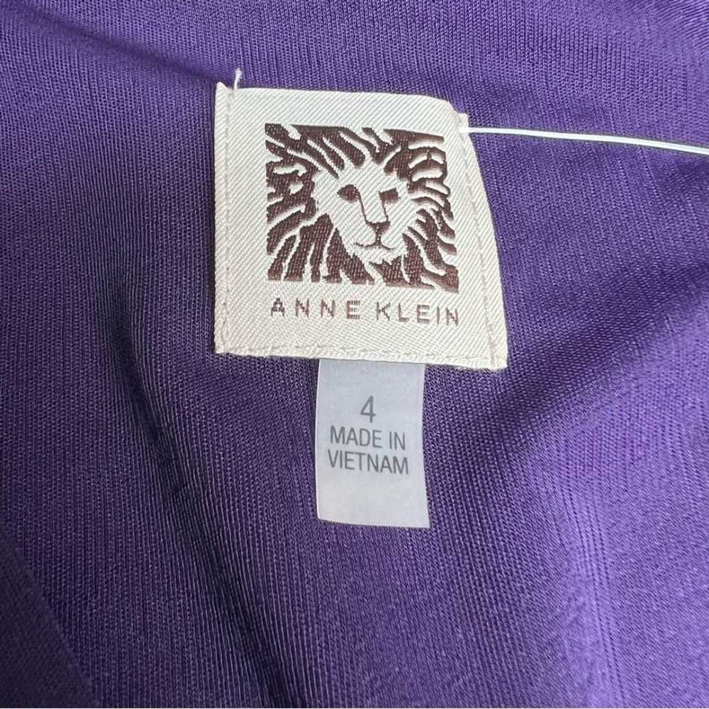 Anne Klein Purple Mesh Sleeve Midi Dress Size 4 - image 3