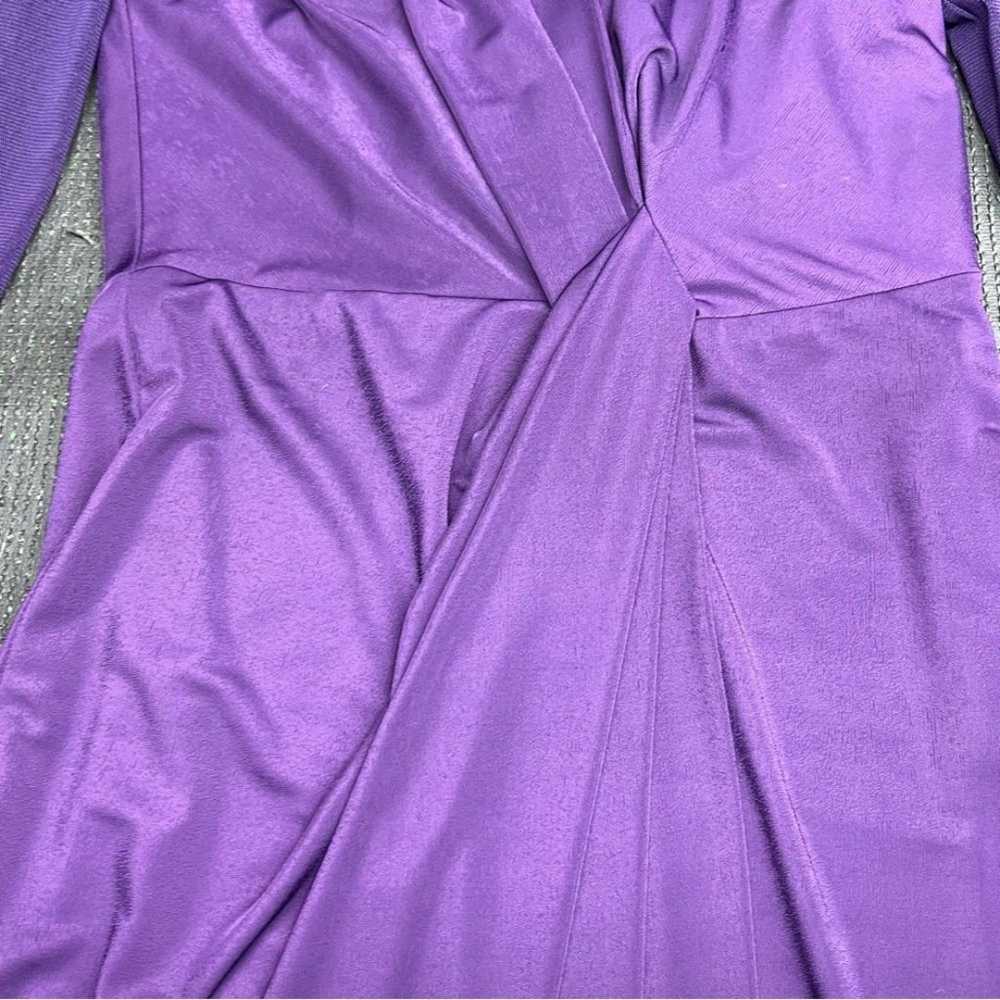 Anne Klein Purple Mesh Sleeve Midi Dress Size 4 - image 4