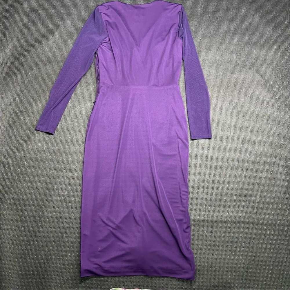 Anne Klein Purple Mesh Sleeve Midi Dress Size 4 - image 5