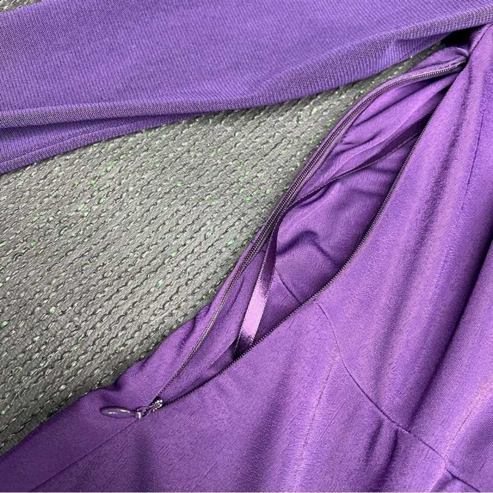 Anne Klein Purple Mesh Sleeve Midi Dress Size 4 - image 6