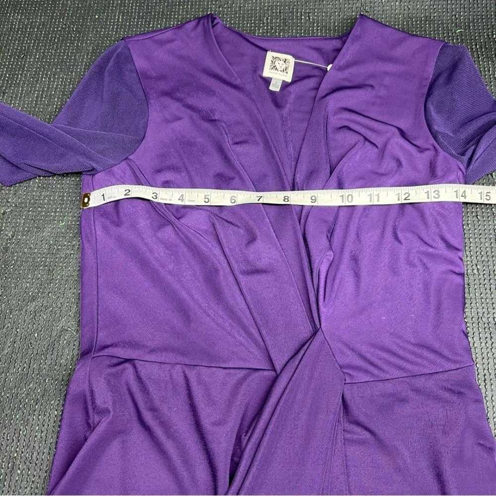 Anne Klein Purple Mesh Sleeve Midi Dress Size 4 - image 9