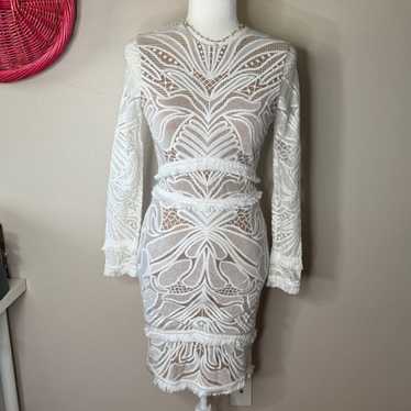 Alexis white lace long sleeve knee length dress