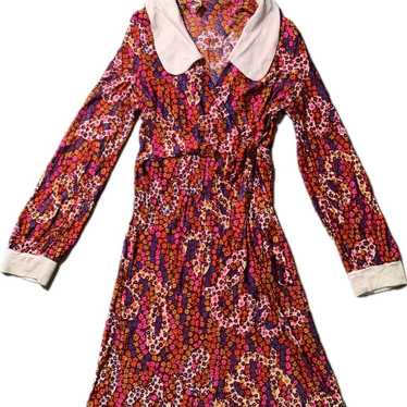 Vintage 70s psychedelic floral mod mini dress - image 1