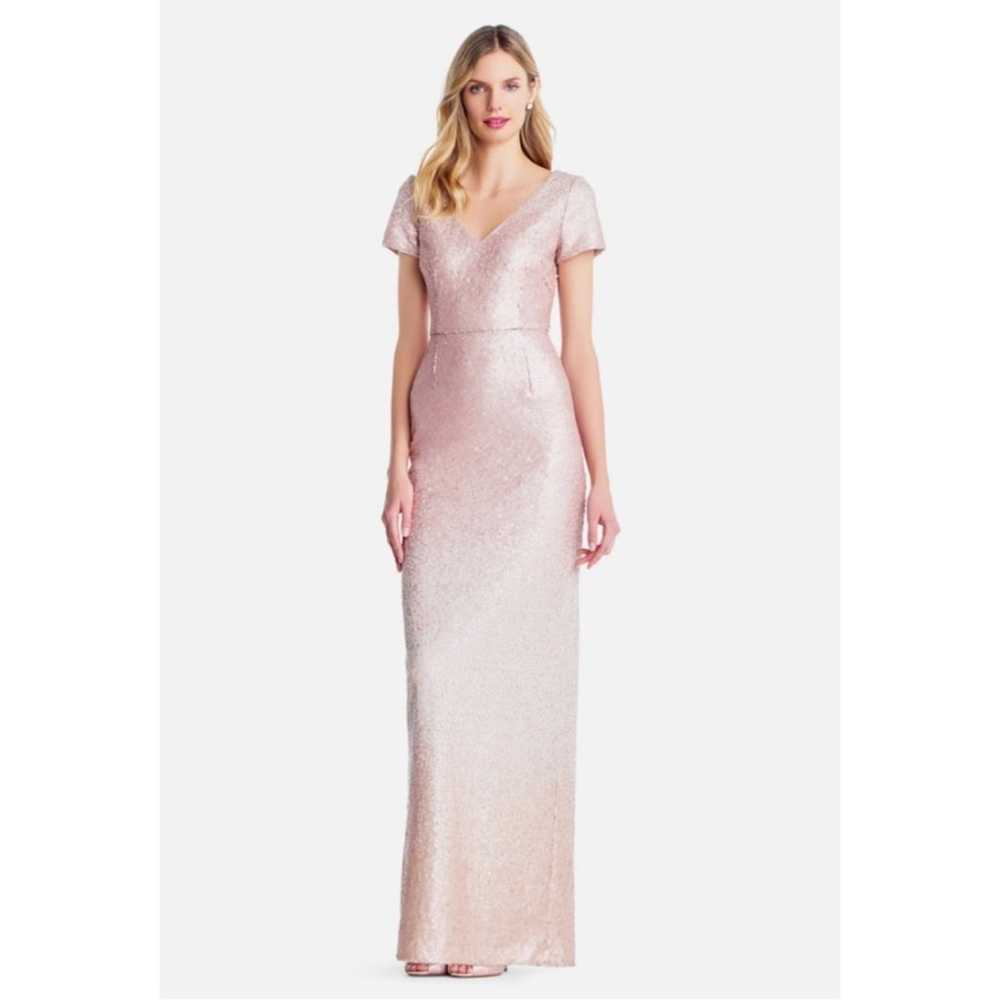 Adrianna Papell Ombre Sequin Column Gown Blush Om… - image 2