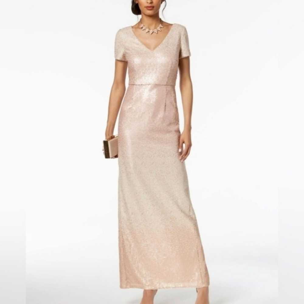 Adrianna Papell Ombre Sequin Column Gown Blush Om… - image 3