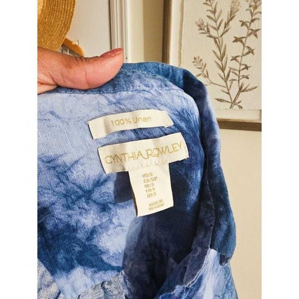 Cynthia Rowley Linen Blue Tye Dye Casual Shirt Dr… - image 3