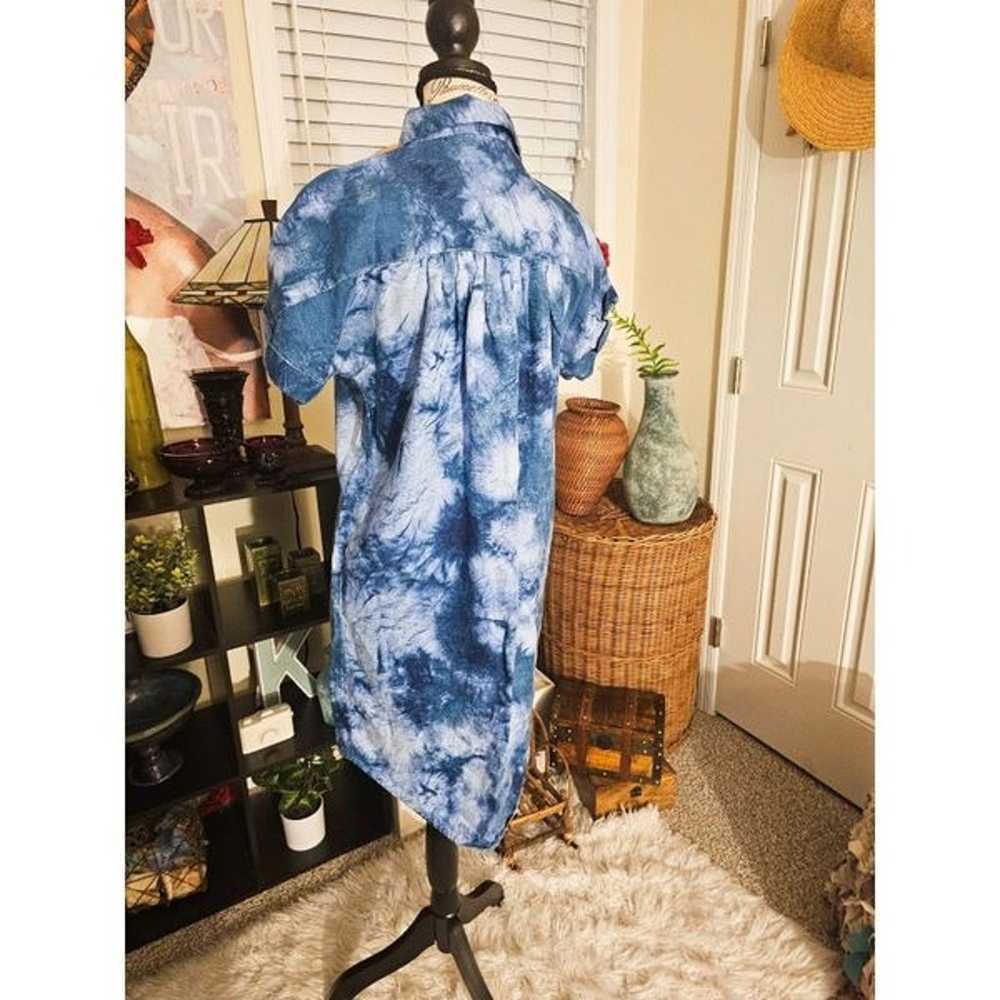Cynthia Rowley Linen Blue Tye Dye Casual Shirt Dr… - image 6