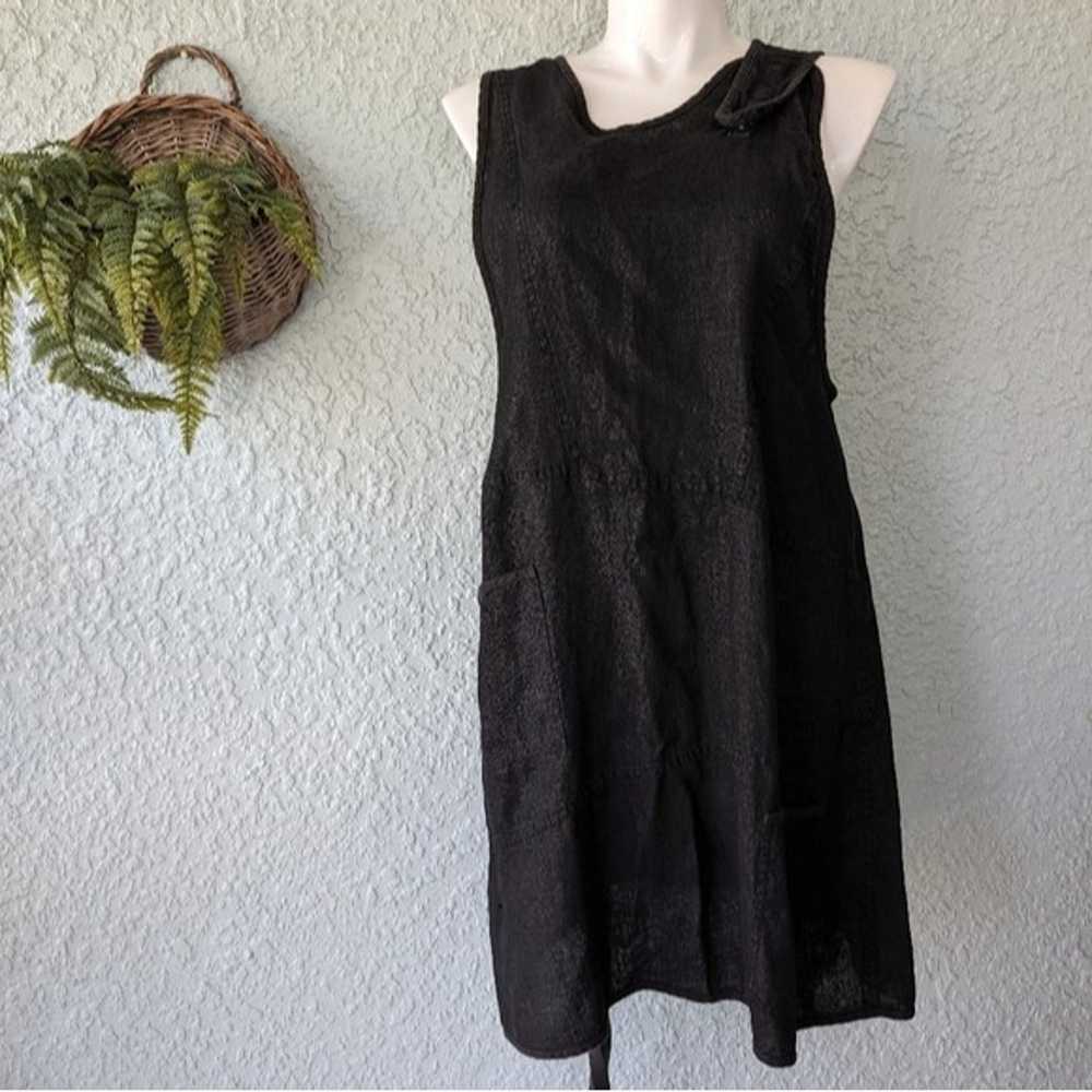 Cynthia Ashby black Linen dress with pockets wome… - image 1