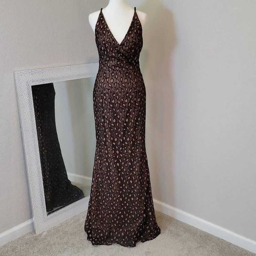 DRESS THE POPULATION Helen Gown Black/ Tan Size S - image 1