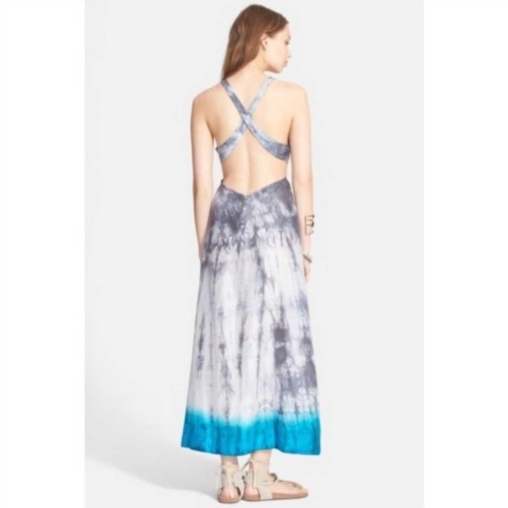 Free People 100% Silk Blue Grey Tie Dye Size Medi… - image 2