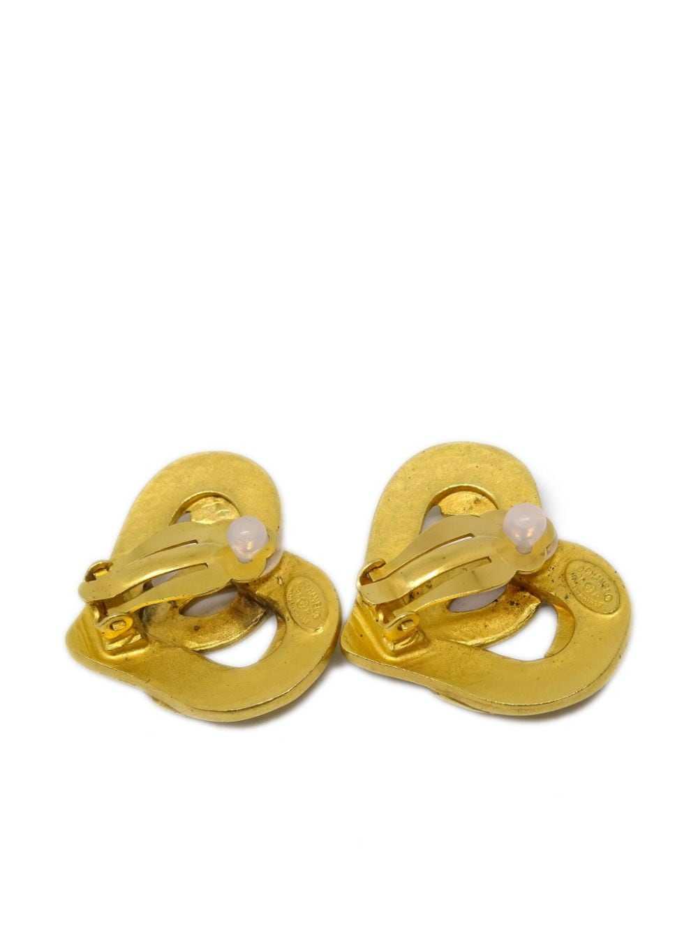 CHANEL Pre-Owned 1995 CC heart clip-on earrings -… - image 3