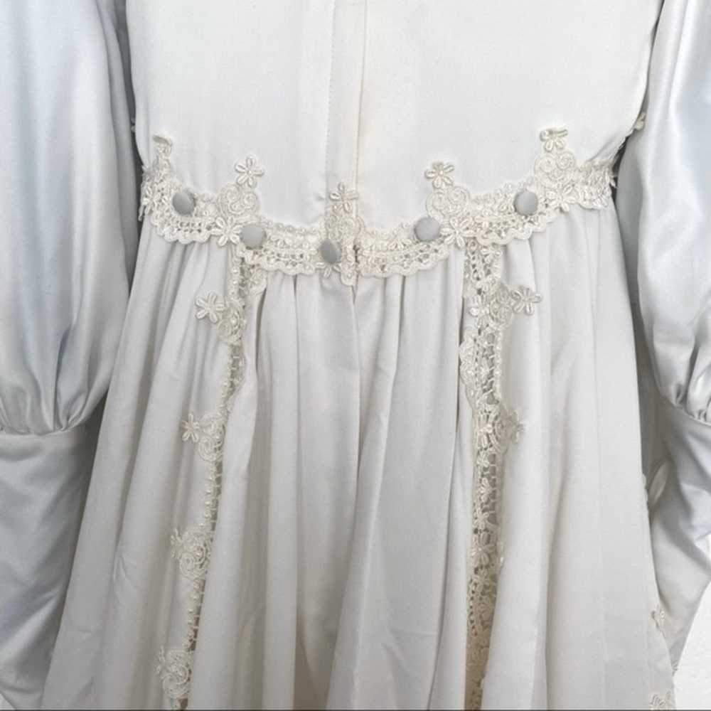 1970s vintage wedding gown long sleeve lace XS wh… - image 6