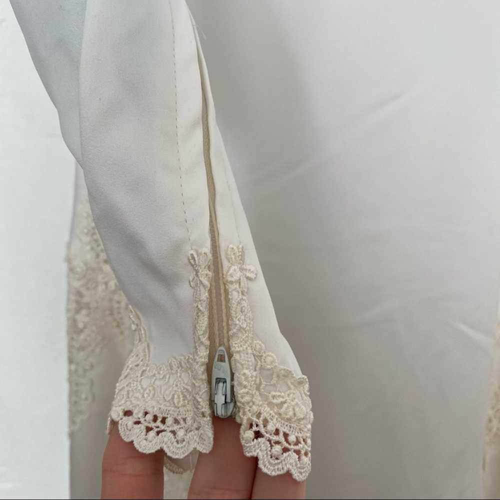 1970s vintage wedding gown long sleeve lace XS wh… - image 8