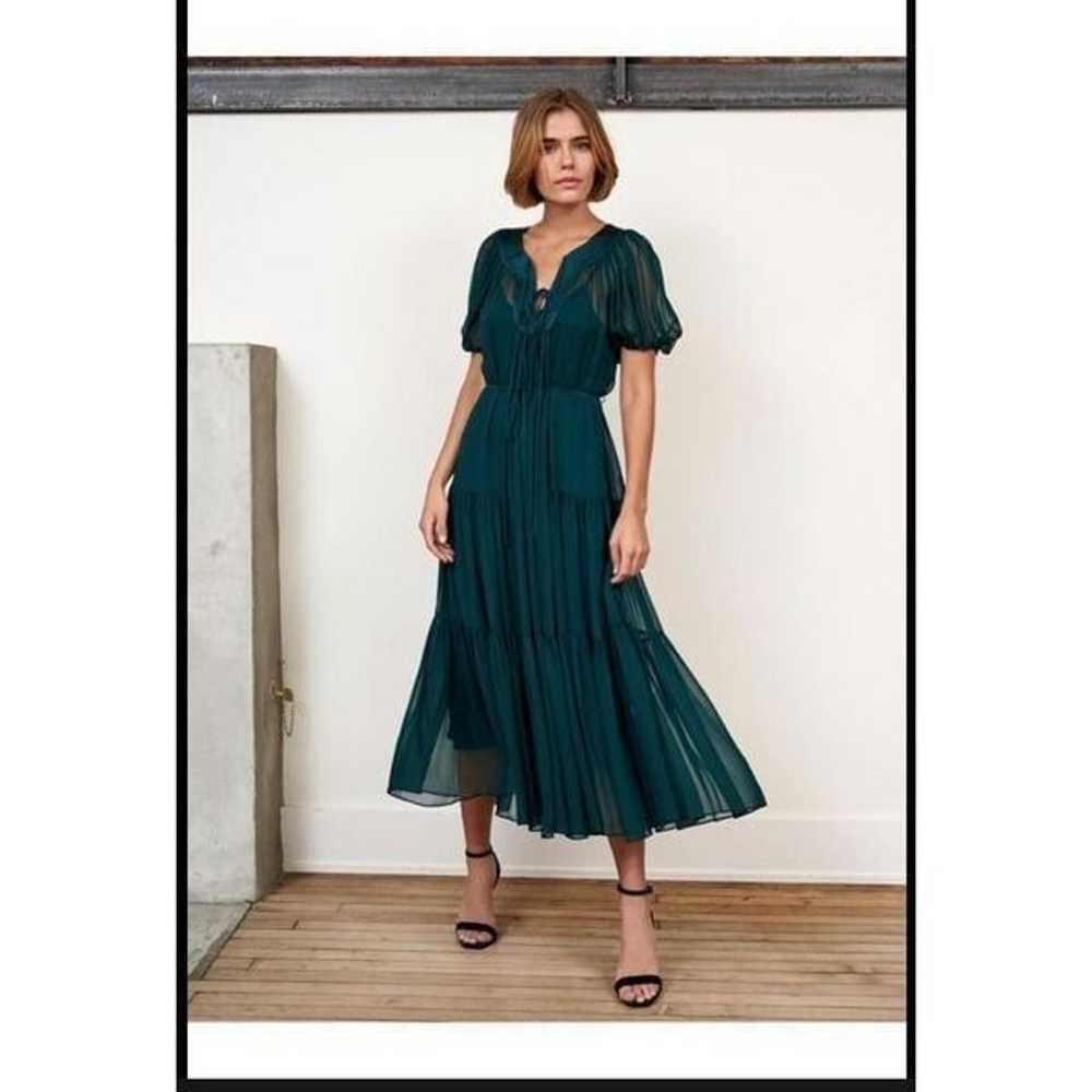 La Ligne Pippa Lightweight Silk Emerald Green Dre… - image 1