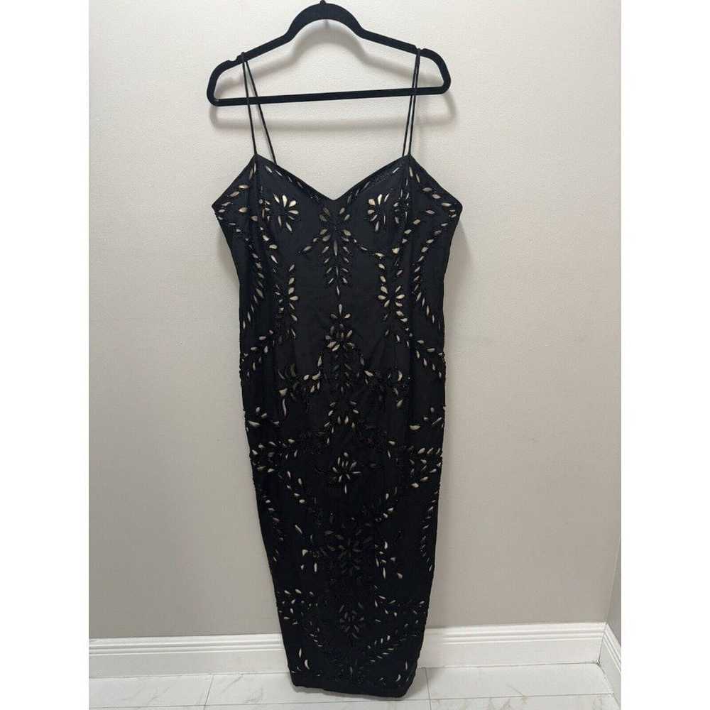 Marsoni Laser Cut Beaded Black Nude Dress - image 1