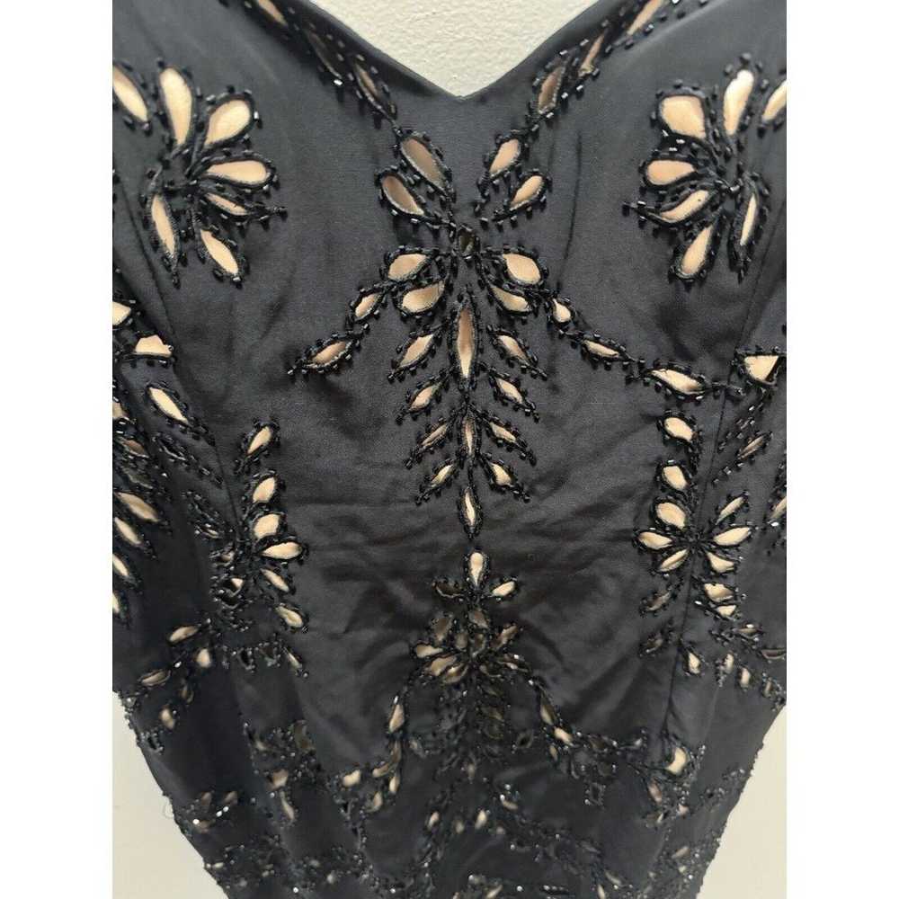 Marsoni Laser Cut Beaded Black Nude Dress - image 3