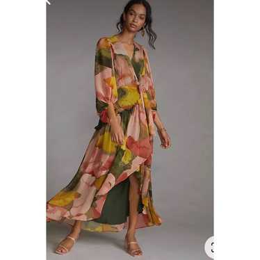 Anthropologie Hutch Floral Geo Wrap Maxi Dress Med