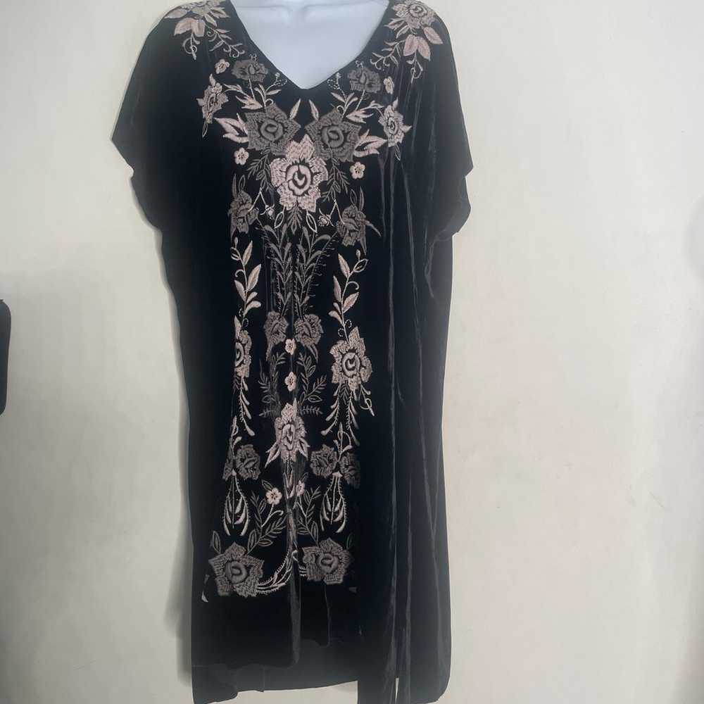 Johnny Was black Velvet floral large dress - image 1