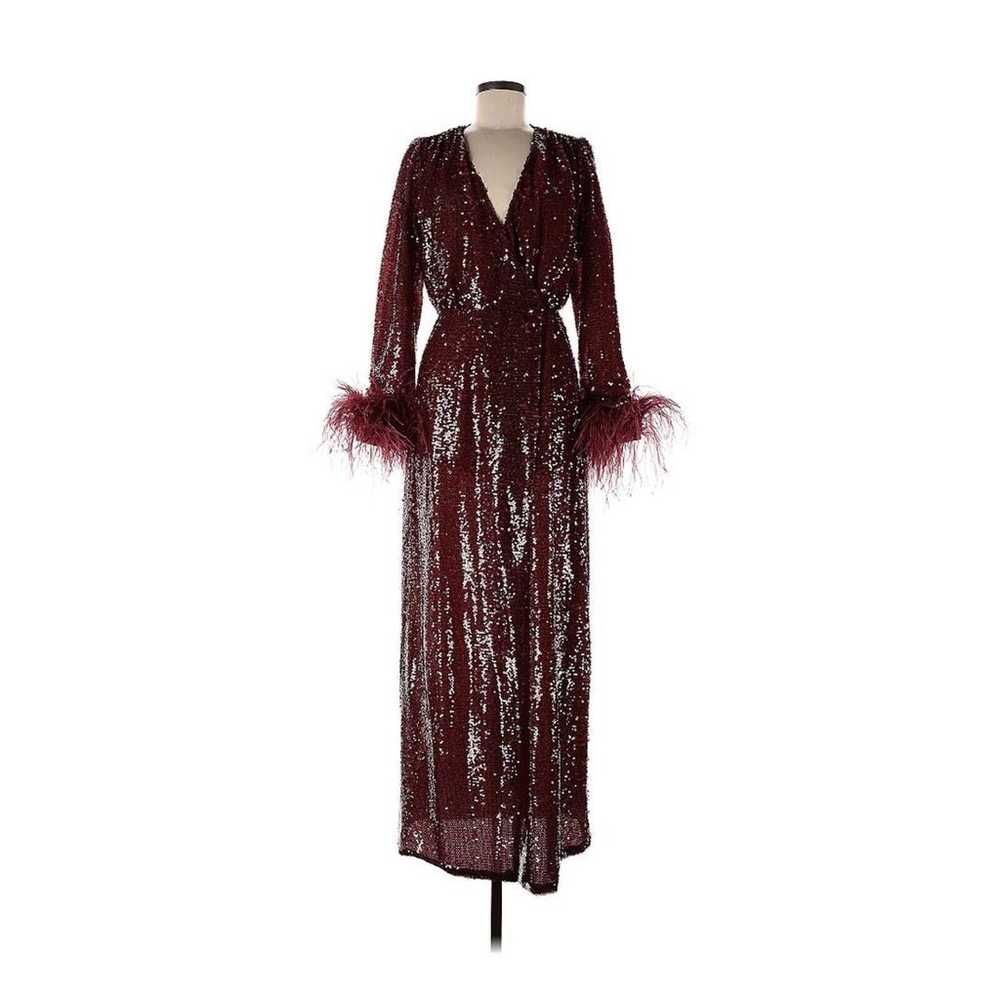 Zara Limited Edition Burgundy Red Sequin Feathers… - image 2