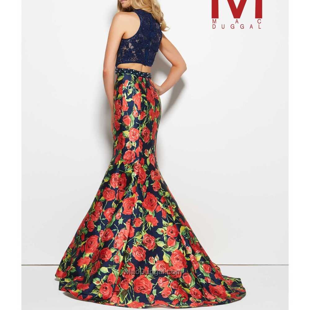 Mac Duggal Lace Rose Print Formal Gown - Sz 10 - image 2