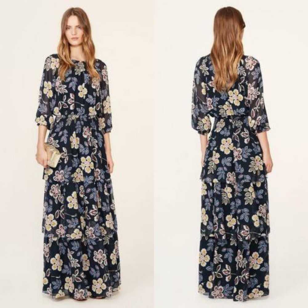 Tory Burch Silk Floral Indie Tiered Maxi Dress in… - image 1