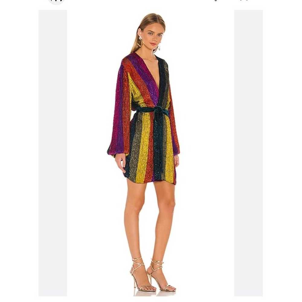 New Retrofete Gabrielle Multi Stripe Robe Dress x… - image 1