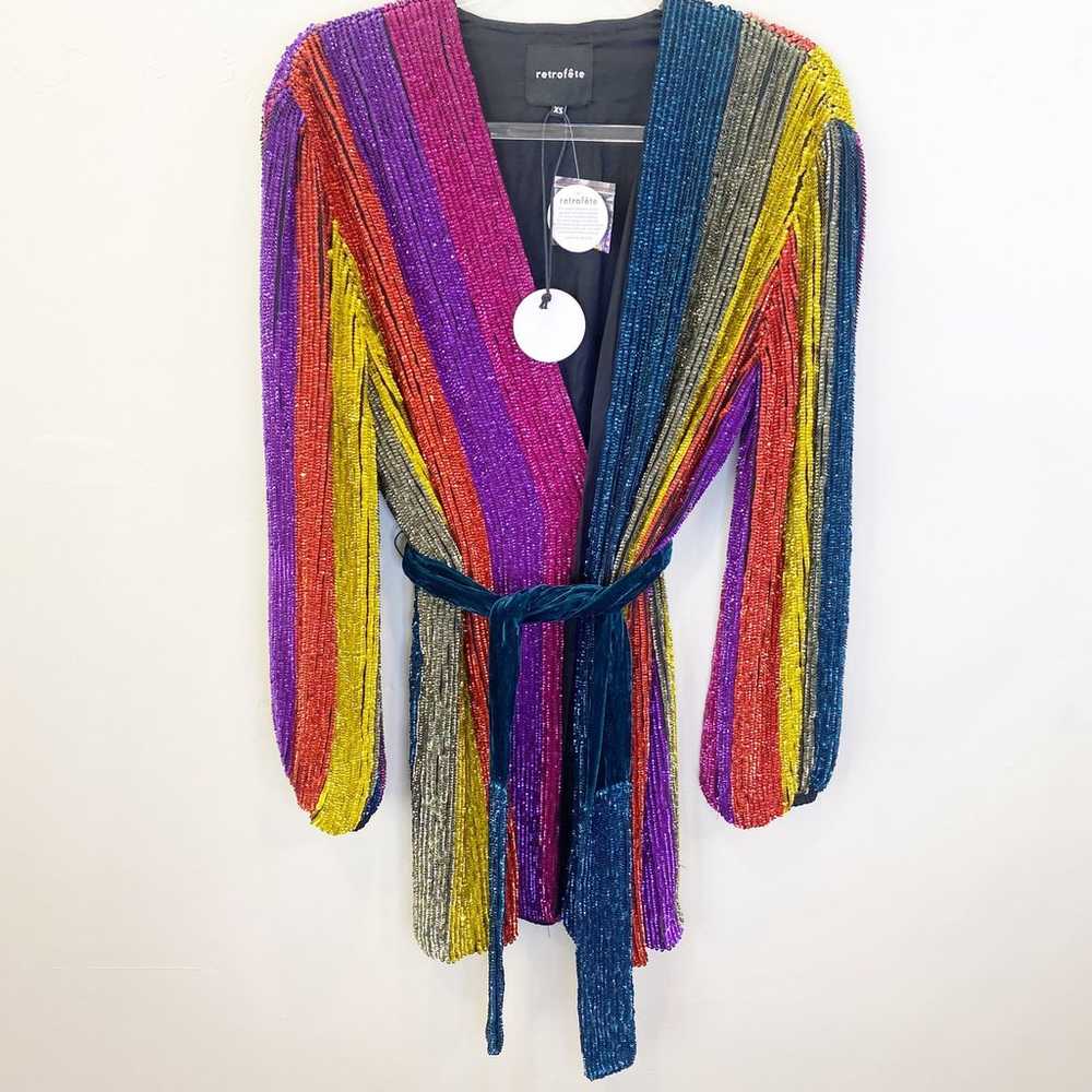 New Retrofete Gabrielle Multi Stripe Robe Dress x… - image 3