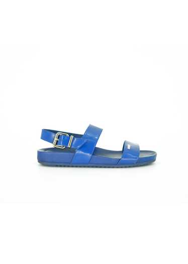 Fendi Fendi Blue Patent Double Banded Flat Sandal