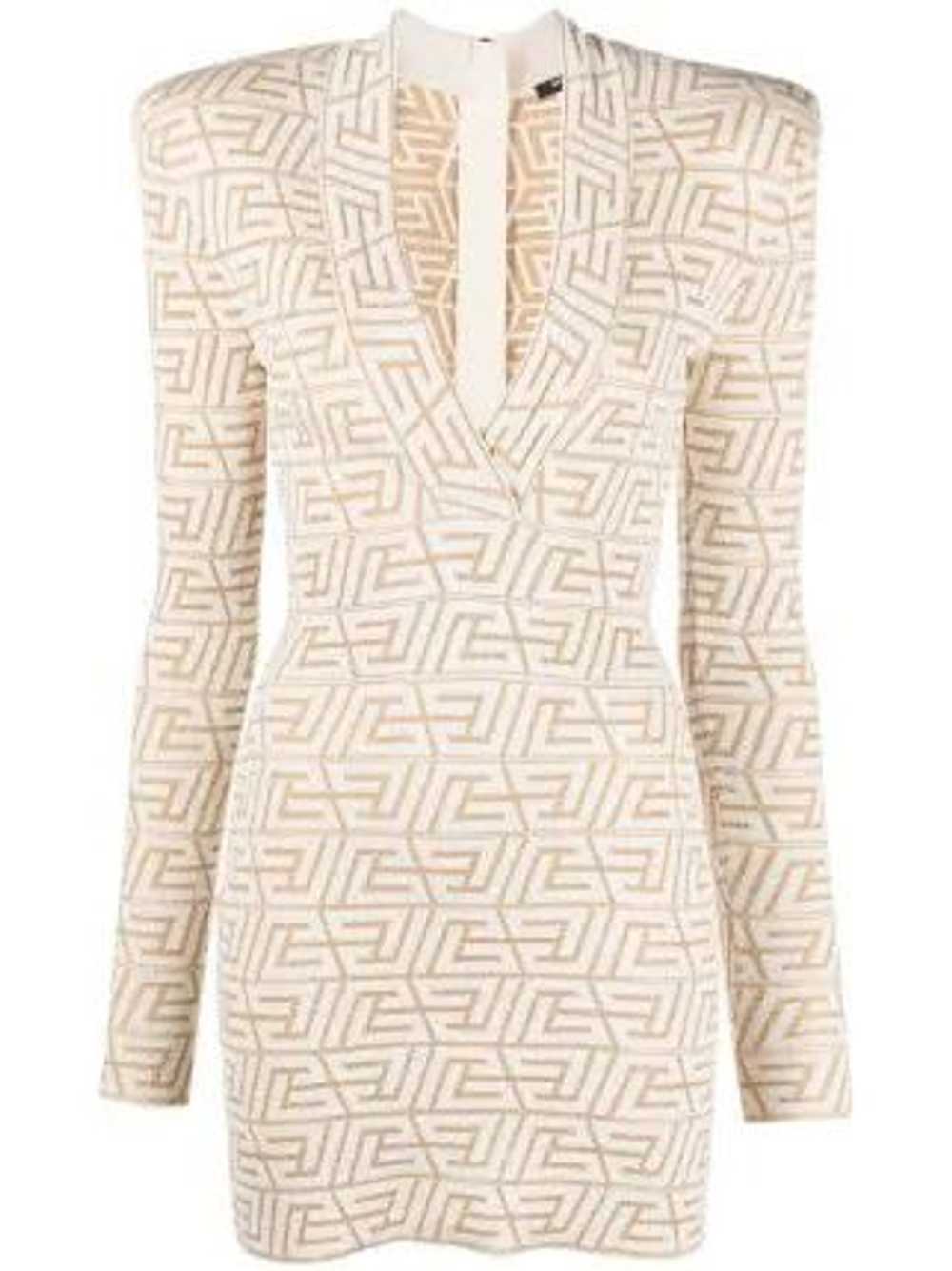 Balmain o1srvl11e0524 V neck Mini Dress in White … - image 1