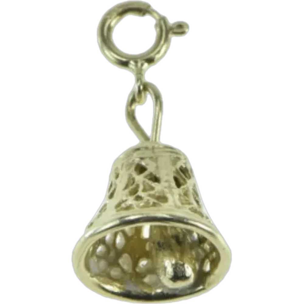 14K 3D Filigree Bell Ornate Vintage Charm/Pendant… - image 1