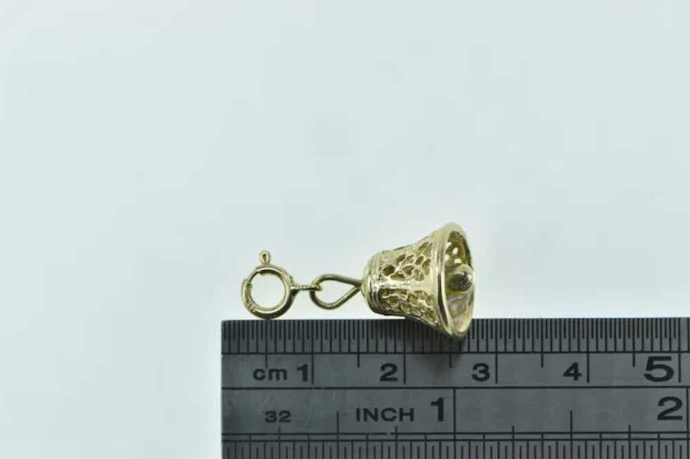 14K 3D Filigree Bell Ornate Vintage Charm/Pendant… - image 4