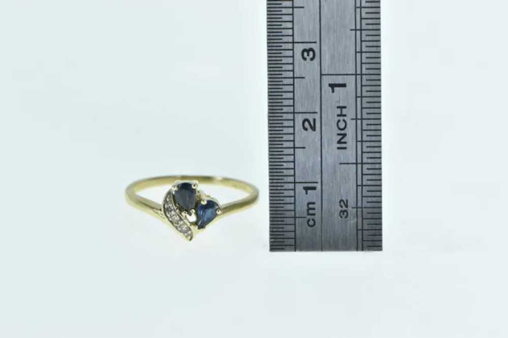 14K Pear Sapphire Diamond Wavy Statement Ring Siz… - image 4