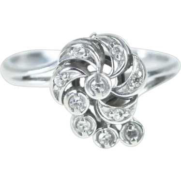 14K Diamond Swirl Vintage Cluster Spiral Ring Size