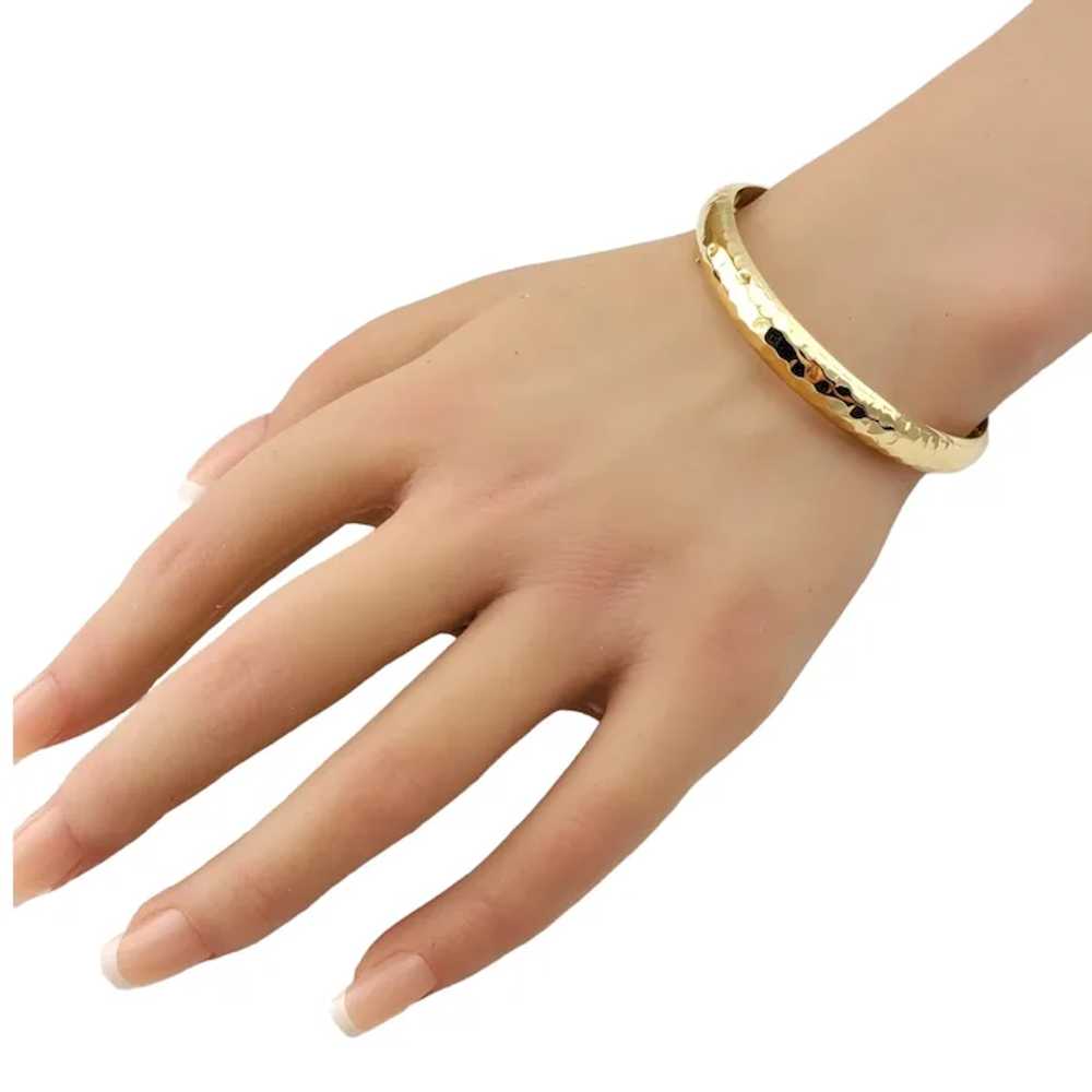 14K Yellow Gold Hammered Bangle Bracelet #17319 - image 3