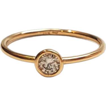 14K Yellow Gold Bezel Set Cubic Zirconia Ring Size