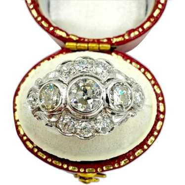 Art Deco Old European Diamond Ring 1930's Platinu… - image 1