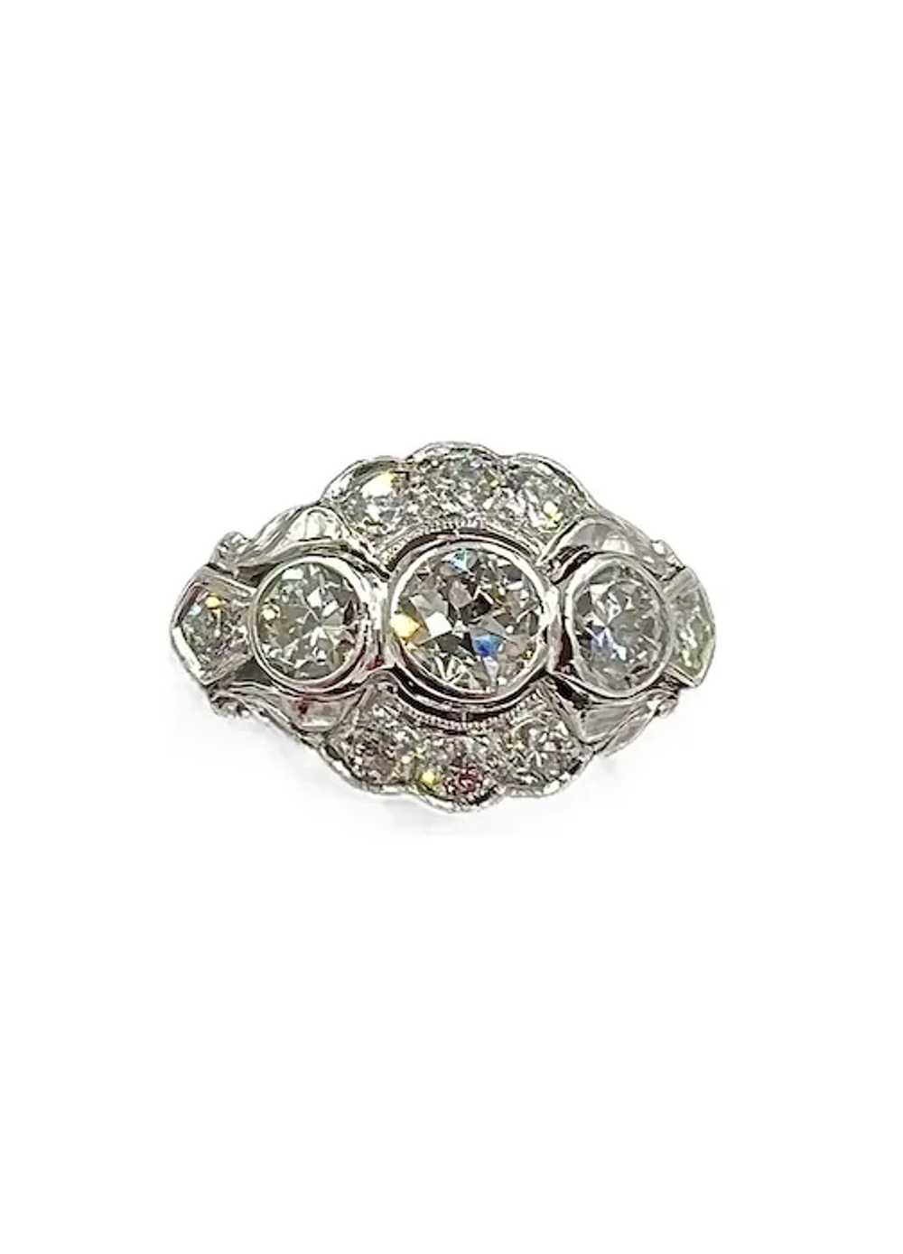 Art Deco Old European Diamond Ring 1930's Platinu… - image 2