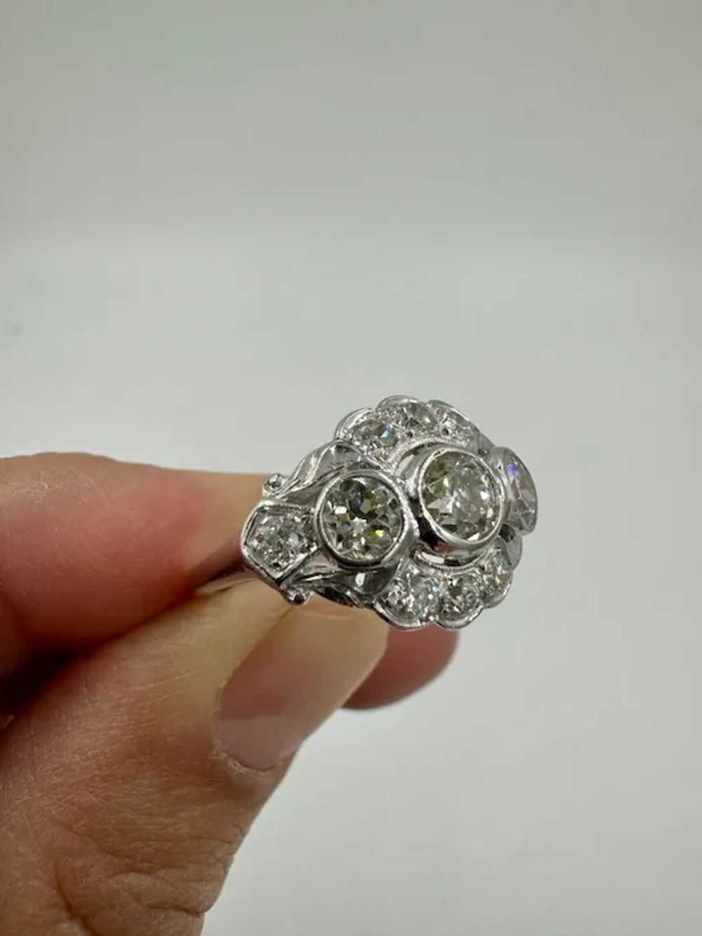 Art Deco Old European Diamond Ring 1930's Platinu… - image 4