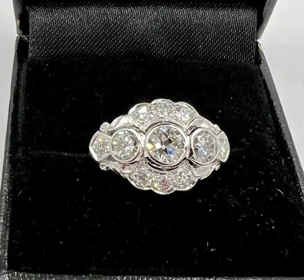 Art Deco Old European Diamond Ring 1930's Platinu… - image 5