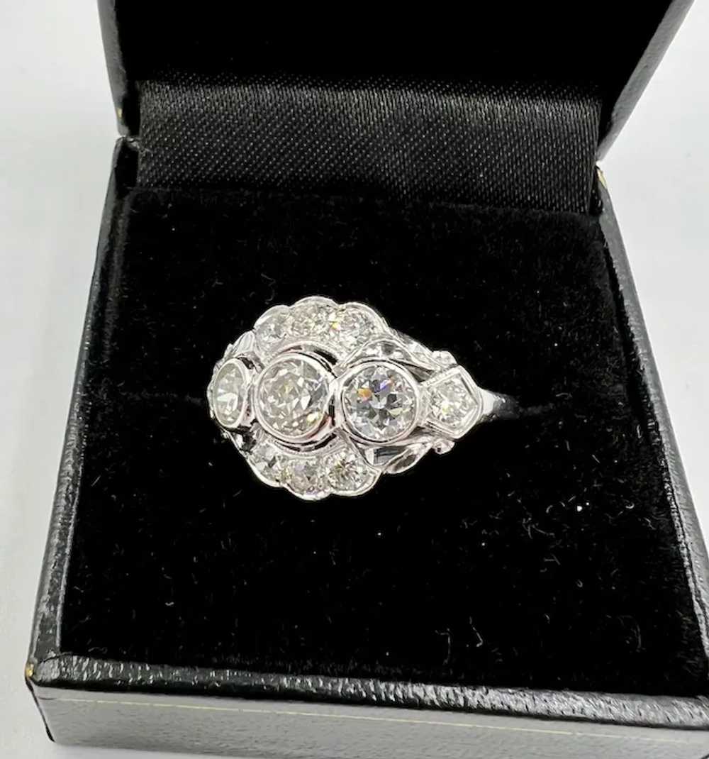 Art Deco Old European Diamond Ring 1930's Platinu… - image 6