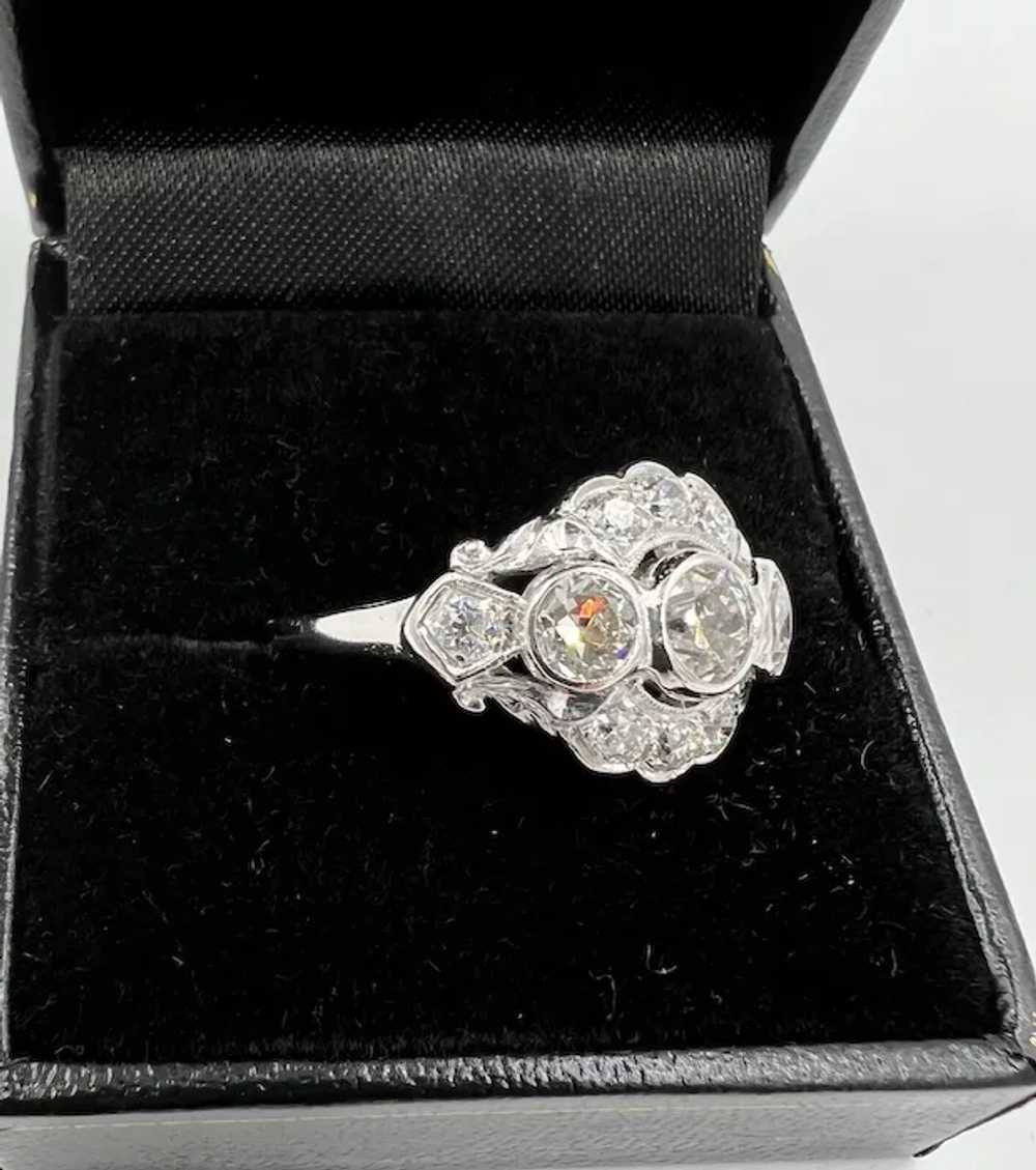 Art Deco Old European Diamond Ring 1930's Platinu… - image 8