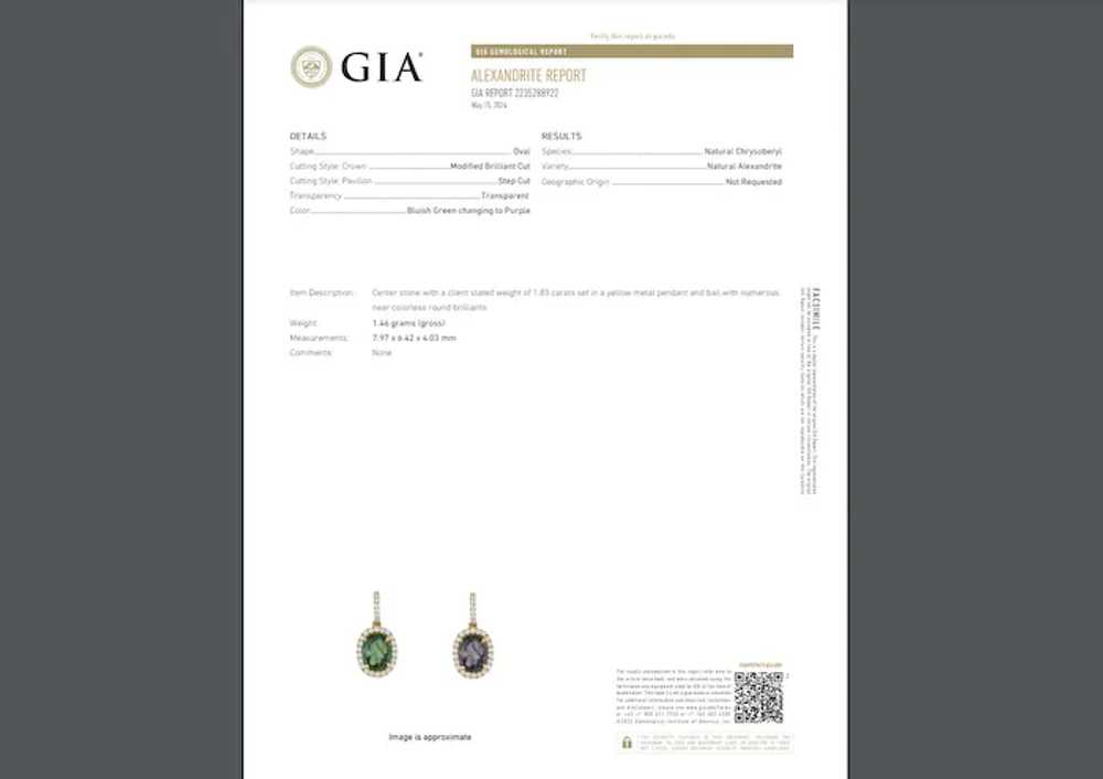 GIA Certified 1.83ct Natural Alexandrite & Diamon… - image 2