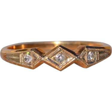 Signed Antique Art Deco Natural Diamond Band in Y… - image 1