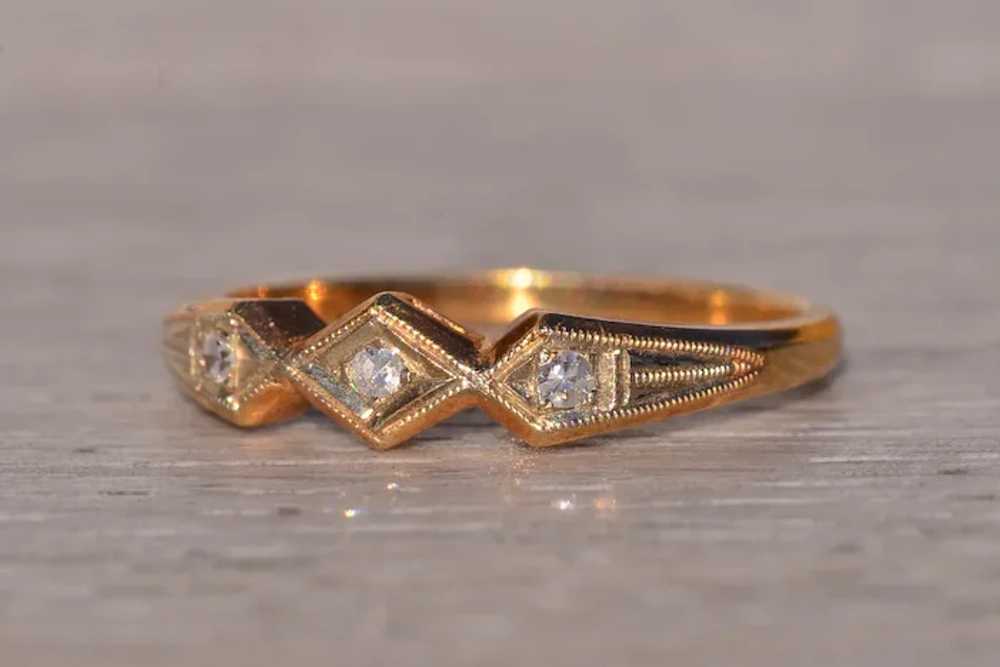 Signed Antique Art Deco Natural Diamond Band in Y… - image 2