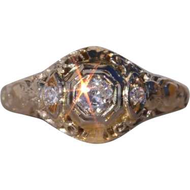 Antique Filigree Engagement Ring with Natural Diam