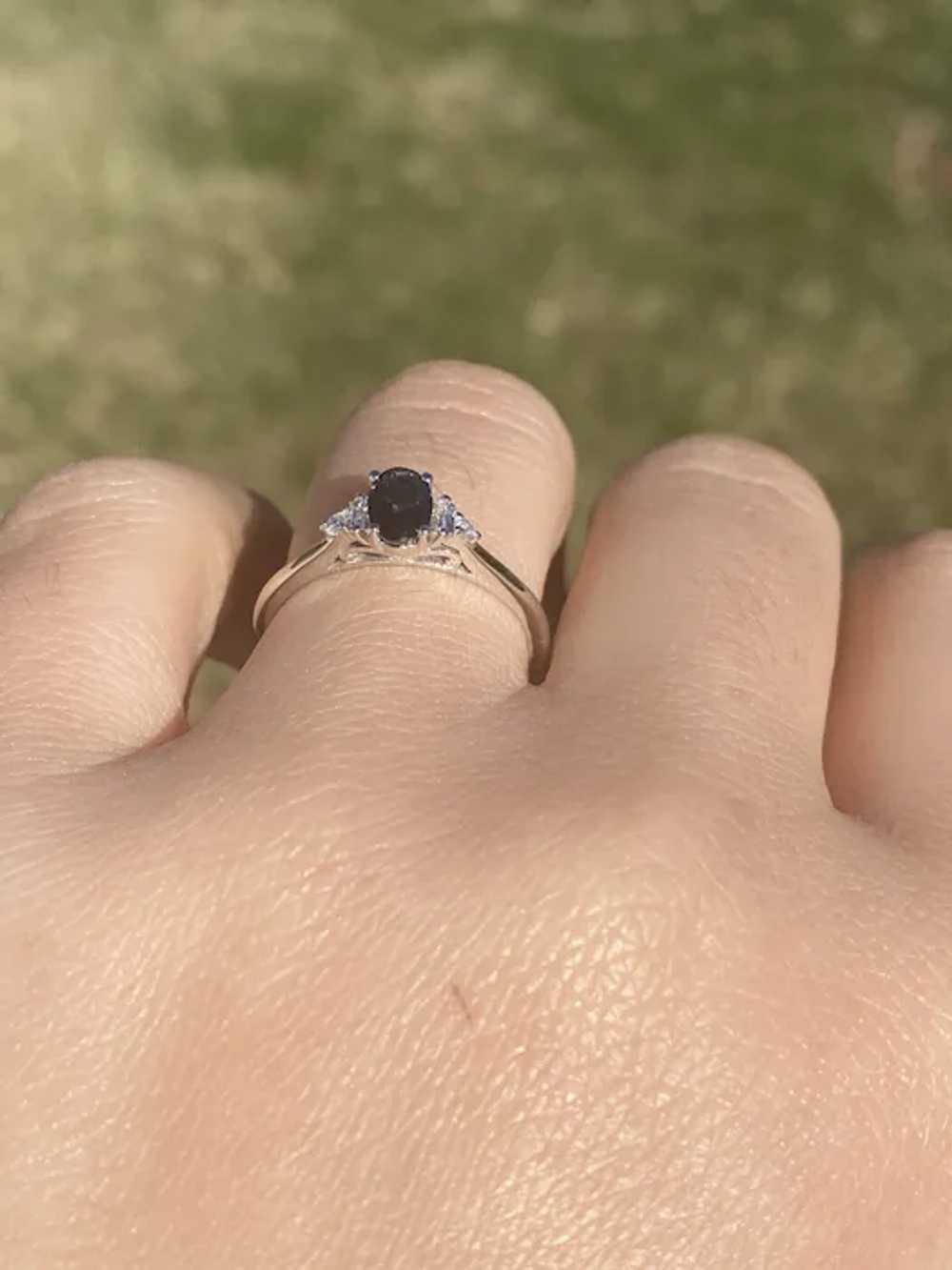 Natural Sapphire and Diamond Ring in White Gold - image 9
